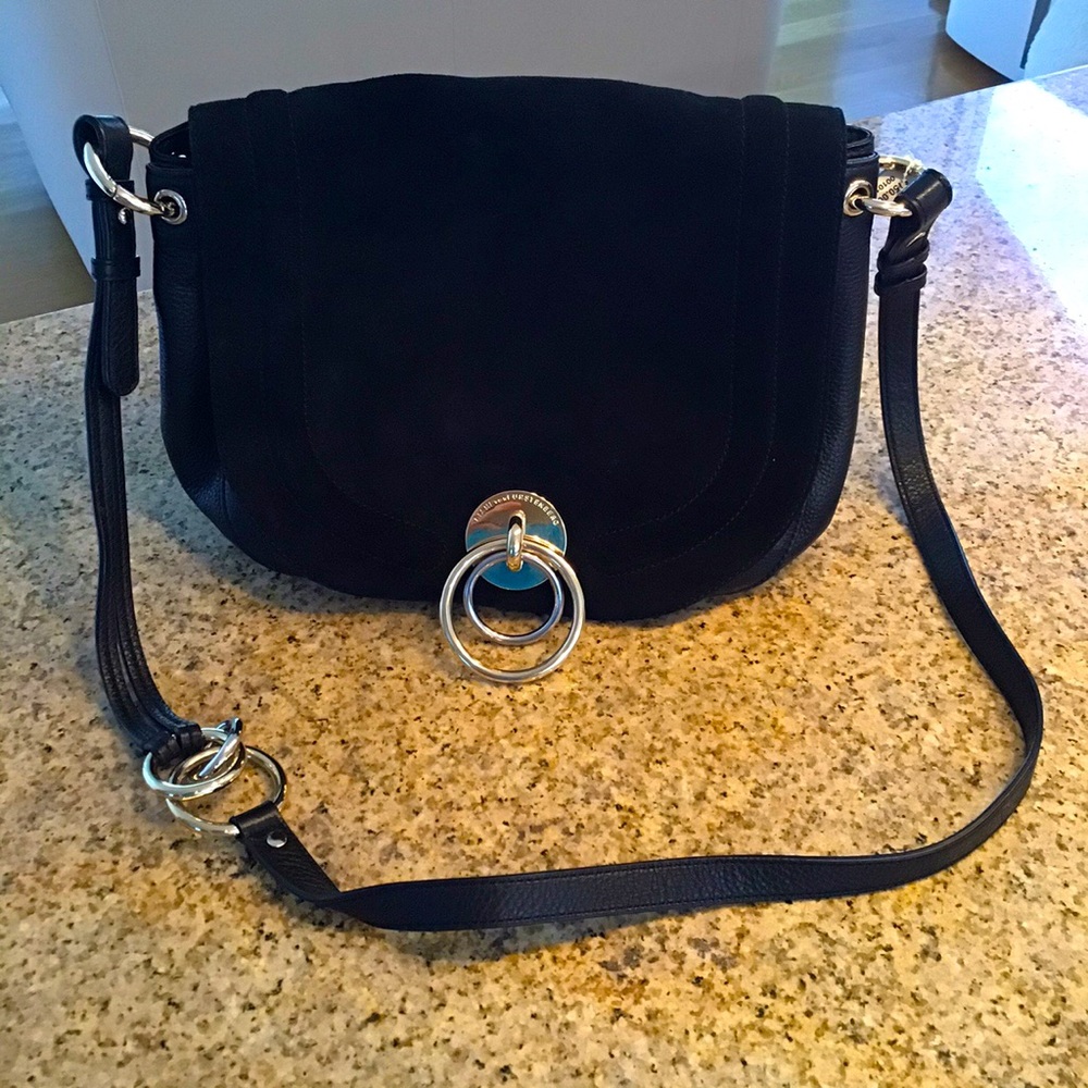 Diane Von Furstenburg genuine suede & leather bag